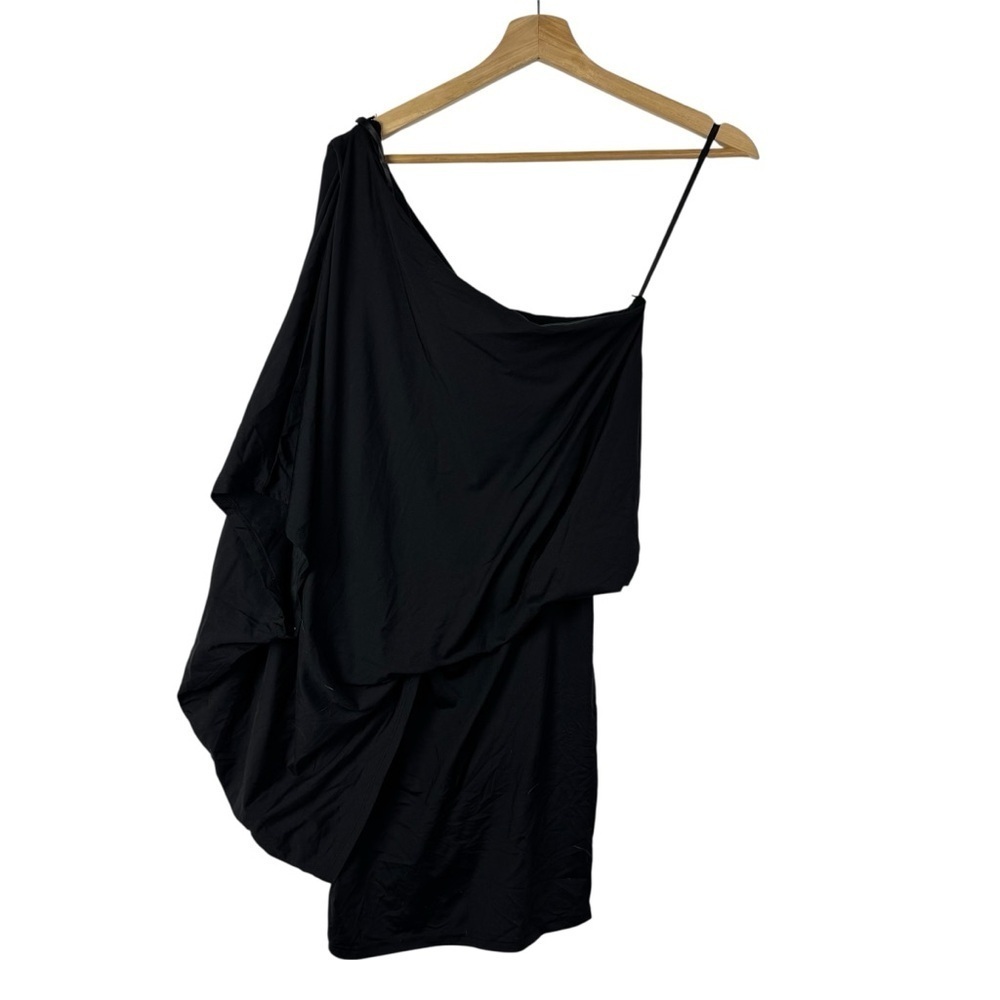 Boutique Main Strip Black One Shoulder Drape Mini Dress L‎
